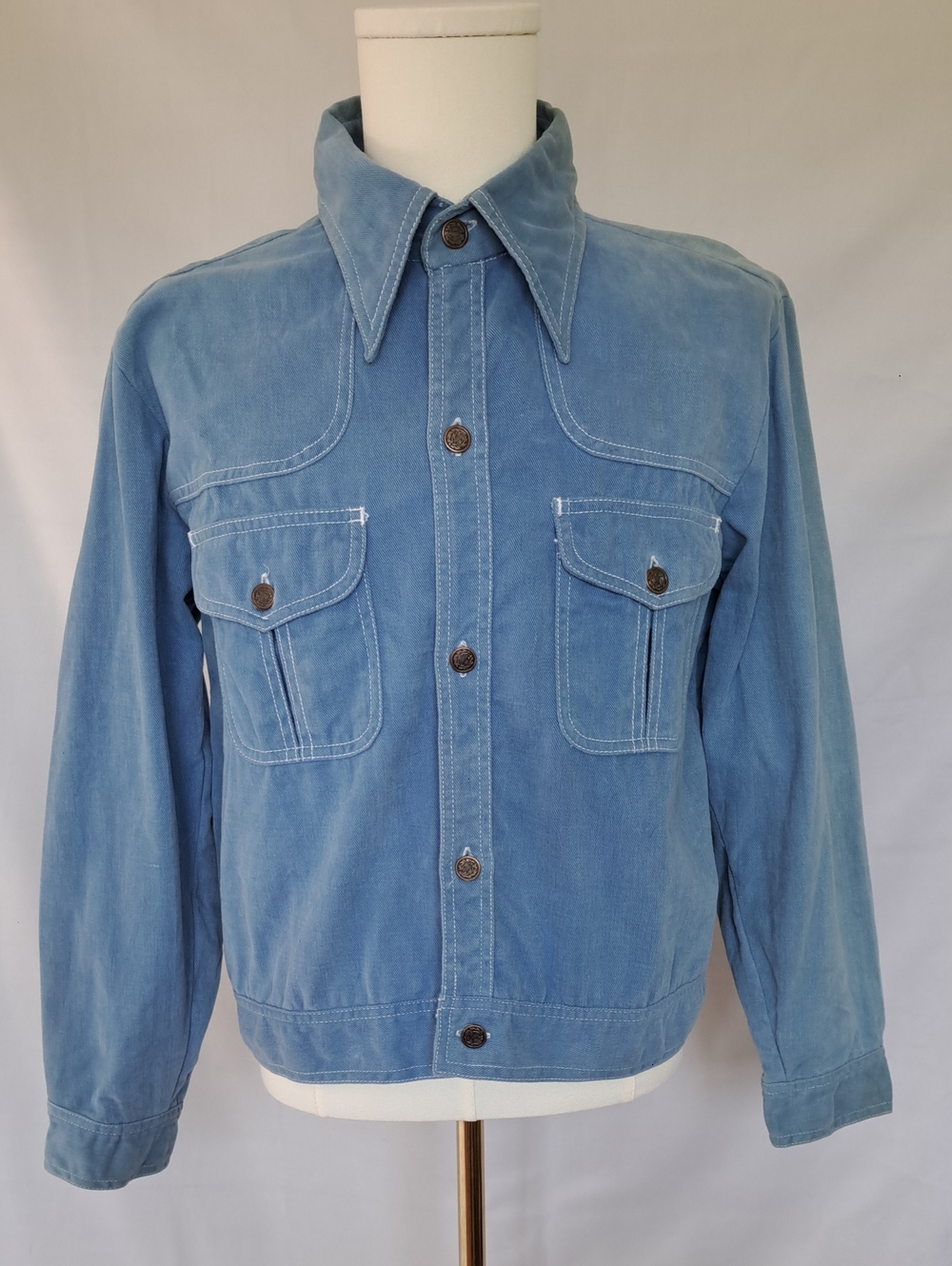 VTG 1970s National Shirt Shops Blue Cotton Button-Up Shirt Workwear Western L